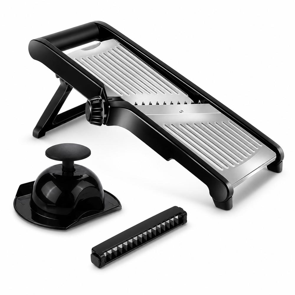 Adjustable Mandoline Slicer with Food Holder Stainless Steel Kitchen Vegetable Slicer Julienne Cutter Blade for Home Cooking 4