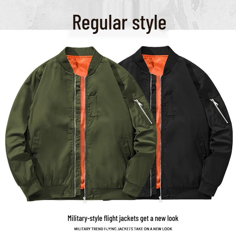 Men's Large Loose Fit Bomber Jacket - Casual Spring/Autumn Baseball Coat