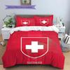Schweiz Fußball Nationalmuster Bettwäsche Heimdekoration Geburtstagsgeschenk (1 Bettbezug + 2 Kissenbezüge, ohne Füllung),Fanartikel.