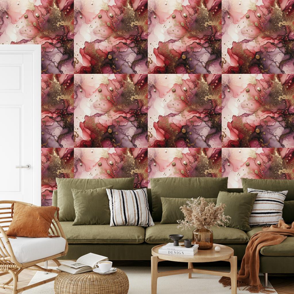 Ink Red and Coral Wallpaper for Living Room and Bedroom 50x1000