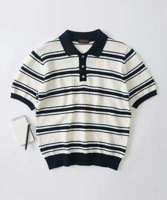 ANALOG MOOD Modern Striped Short Sleeve Knit (Ivory)