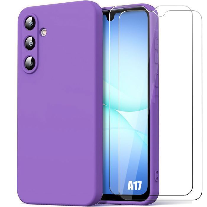 Protective Case - BOOLING - Samsung Galaxy A17 4G/5G - Soft Flexible Slim Purple - 2 Tempered Glass