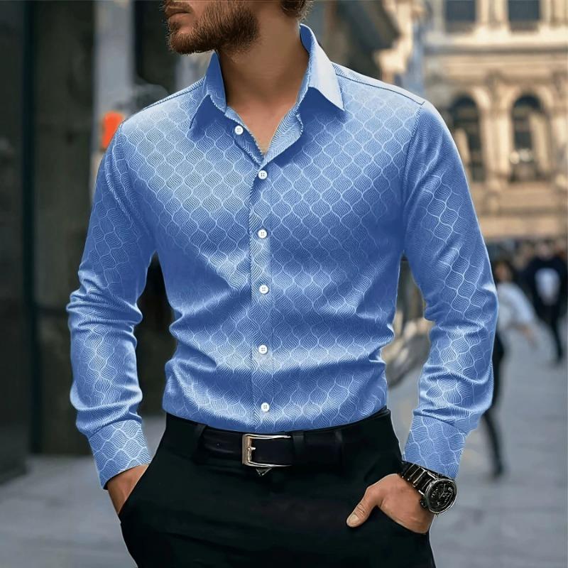 Men S Long Sleeve Digital Print Casual Business Shirt For Spring Autumn