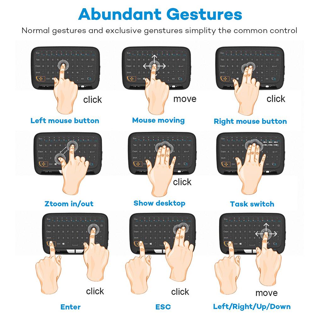 2.4Ghz Mini Wireless Keyboard With Touchpad, Whole Panel Multi Touch Controll Touchpad
