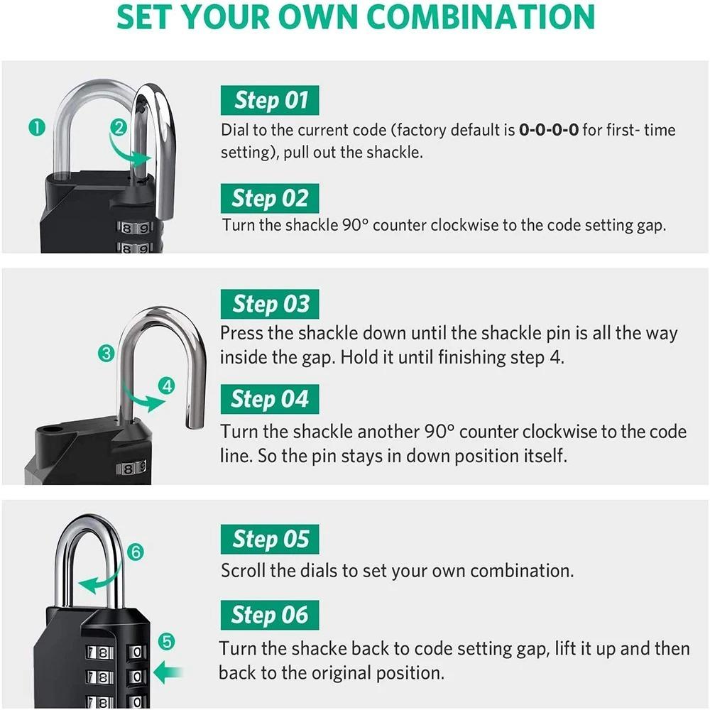 Resettable Padlock with Combination 4 Digit Suitcase Lock Safety Combination Lock  Outdoor