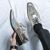 Trend New Men's Pointed Lace Up Patent Leather Chelsea Casual Shoes Loafers Moccasins Wedding Dress Prom Flats Zapatillas Hombre