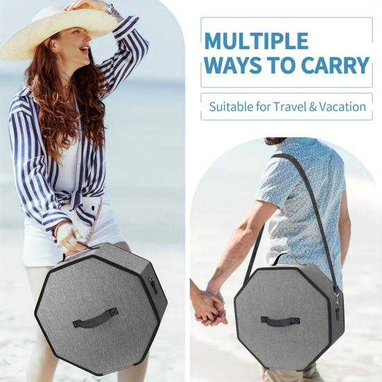 Hat Box with Adjustable Shoulder Strap Zipper Closure Large Capacity Men Women Hat Storage Bag Foldable Portable Hat Organizer