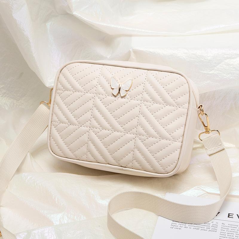 

Women s bag simple embroidery thread bag fashion camera bag wide shoulder strap single shoulder messenger bag women s bag one piece белый