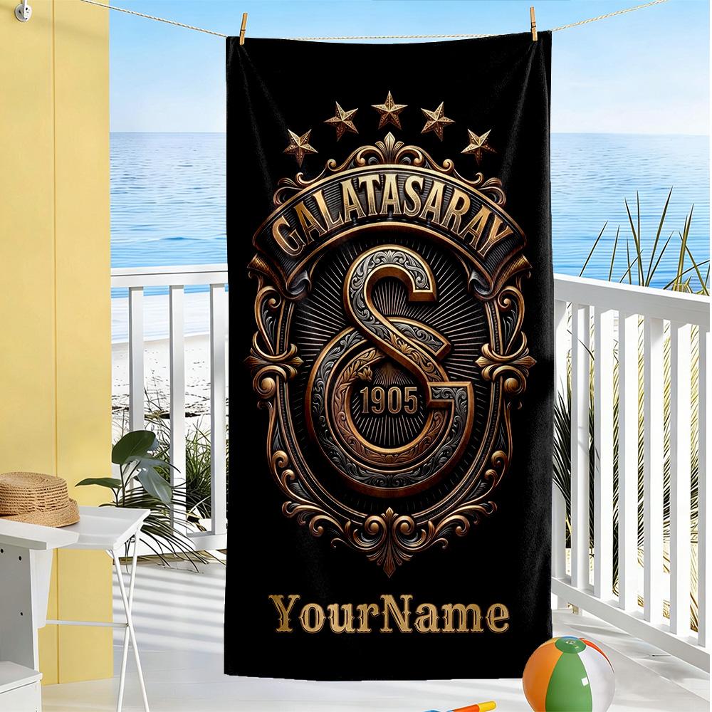 Galatasaray Customize Text Beach Towel Super Soft & Absorbent Suitable for Swimming Gym Camping Yoga Vacation