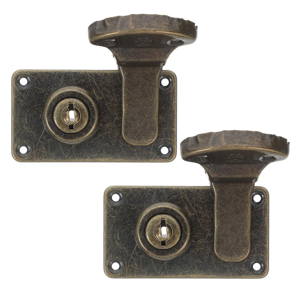 2Pcs Vintage Box Lock Suitcase Latch Brass Clasp Padlock Furniture Hardware Wooden Trunk Hasp Locker Closure Fastener