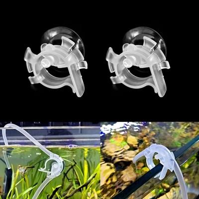 2Pcs Translucent Fish Tank Air Tube Fixing Clip U Shaped Clip Oxygen Tubing Holder Aquarium Use