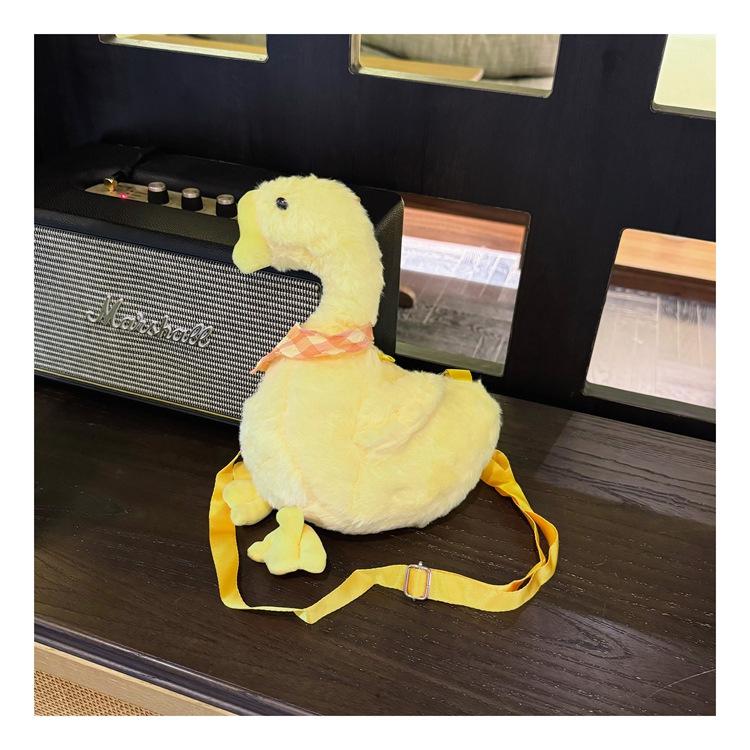 Portable Zipper Big Goose Plush Bag Solid Color Large Capacity Cute Duck Crossbody Bag Fluffy Doll Shoulder Bags Girls