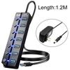 120CM USB 3.0 Power Adapter 4/7 Port Multi Splitter Hub USB Hub Expander Switch 30CM Docking Stations AC 5V 2A Power DC CABLE+