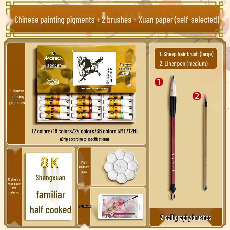 Brand Chinese Painting Pigments Beginner Set - Complete Ink Wash & Painting Tools