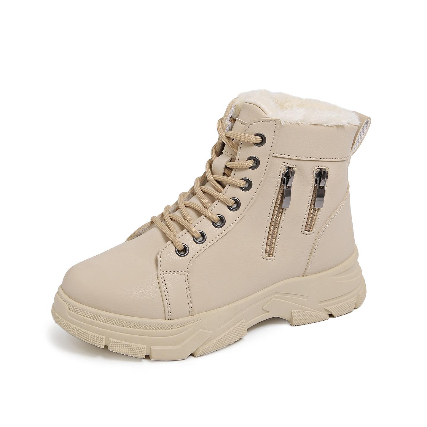 

[Fanfna] 2025 autumn new short boots women s Martin boots snow boots velvet thickened warm thick bottom comfortable 42 хакі
