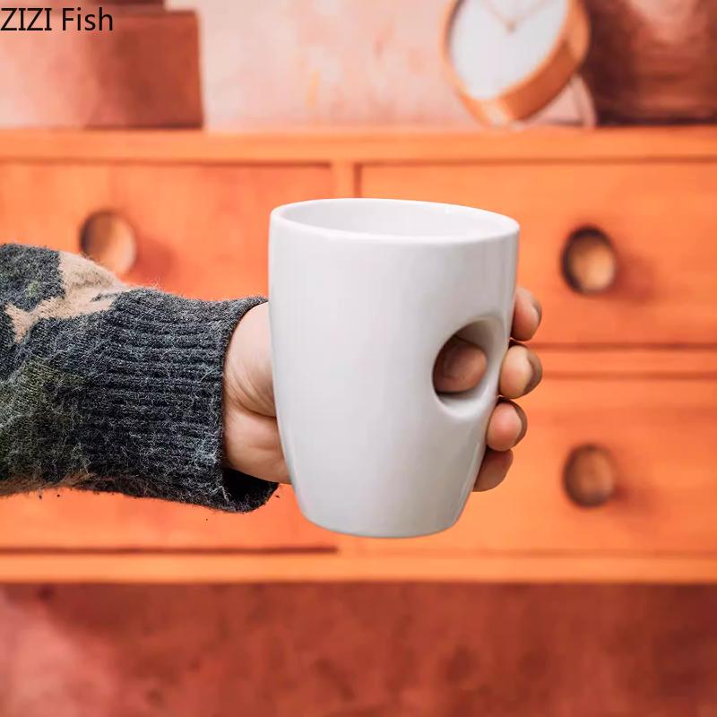 White Ceramic Mug Solid Color Ceramic Coffee Cup Household Items Dining Table Milk Cup Office Afternoon Tea Cups Juice Container