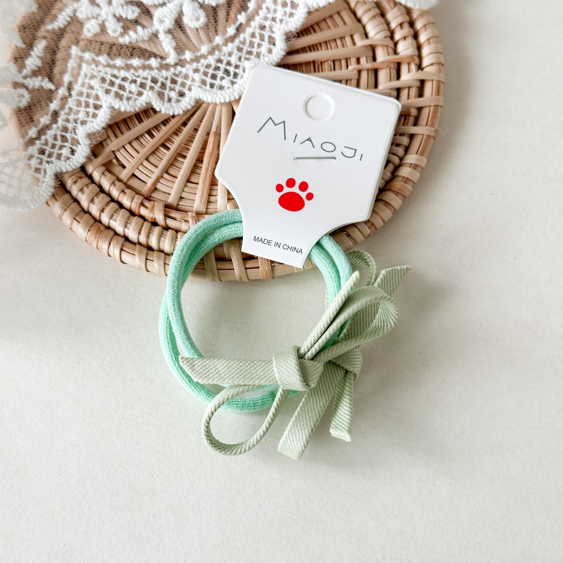

New Style Macaron Bow Hairpin Hairband Set Hairpin Hairpin Hair Tie Hair Elastic Hair Rope Hanging cord зелений