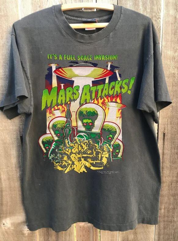 1996 MARS ATTACKS Shirt Retro Style Charcoal Unisex Tshirt Men Women