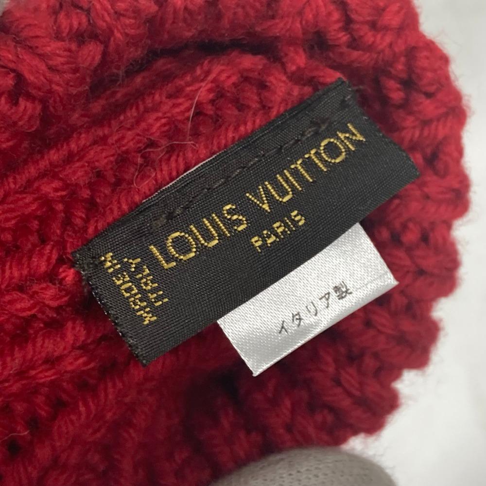 Louis Vuitton logo Mitten accessories with badge gloves wool Red
