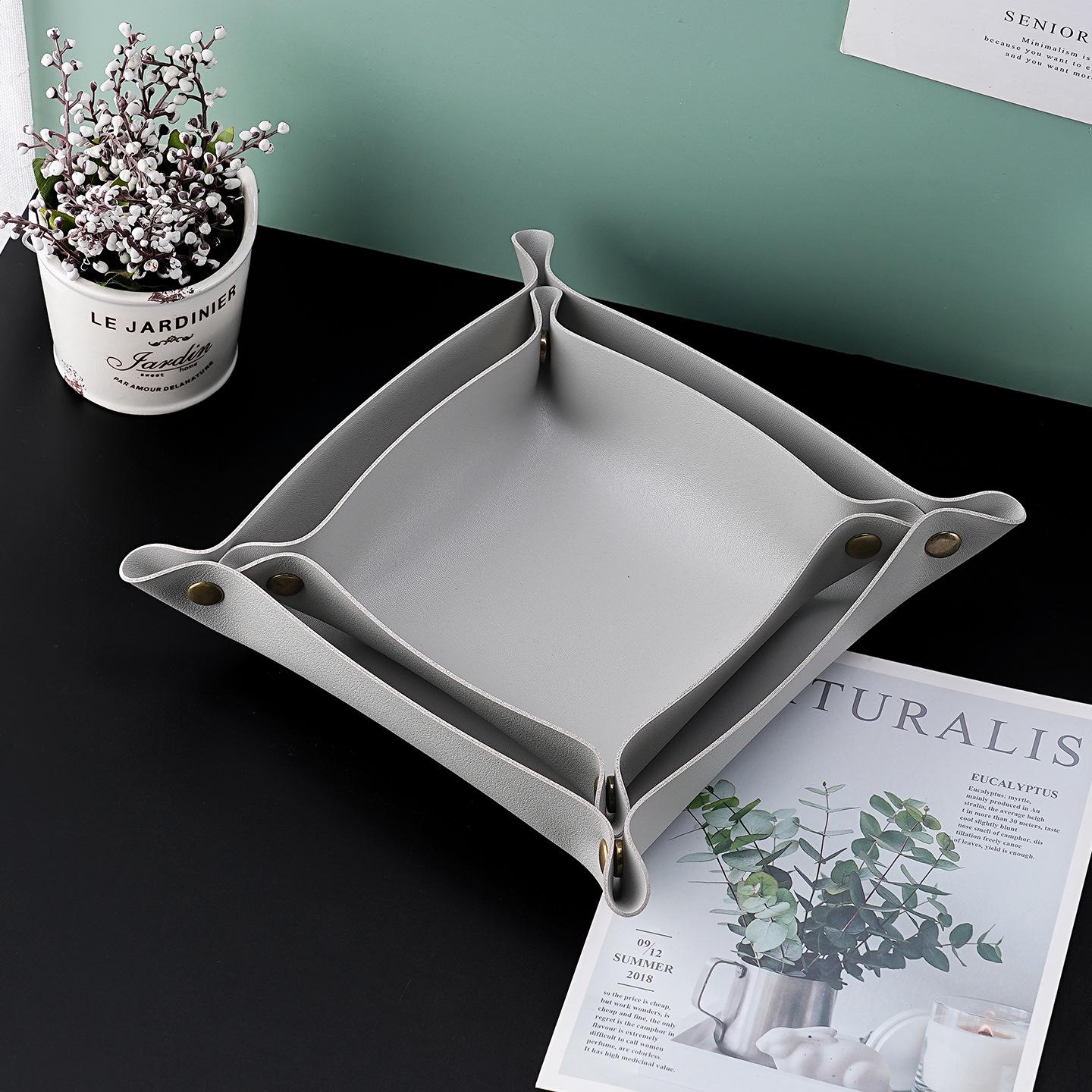 Nordic Leather Organizer Tray for Keys, Sundries & Cosmetics 17cm Small