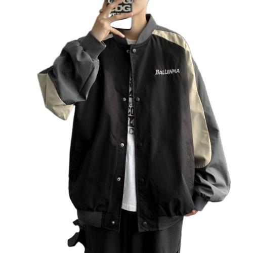 American Color Matching Fried Street Baseball Jersey Men's Spring and Summer Thin Loose Ins Trendy Brand Ruffian Handsome Casual Versatile Jacket