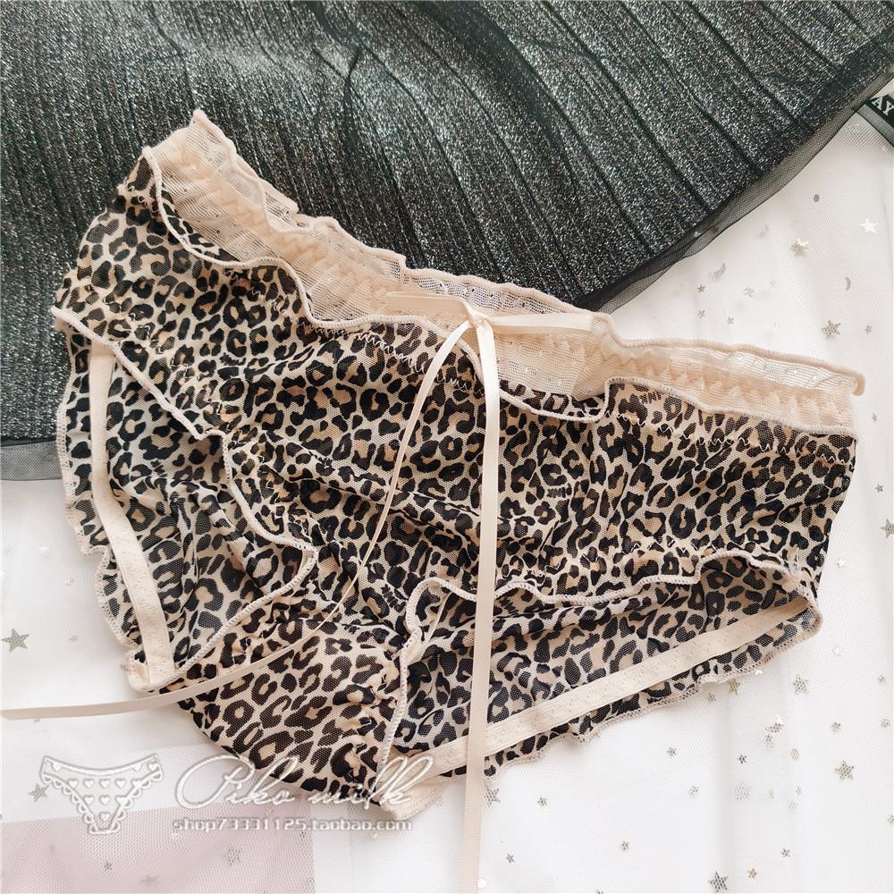 Slips mit Leopardenmuster, sexy Spitzenunterwäsche, niedliche, niedrig sitzende Damenhöschen