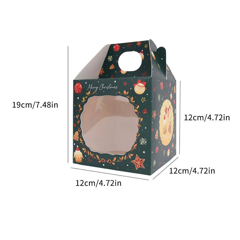 WTEMPO 12PCS 4-Style Christmas Gift Boxes Transparent Window Hand-held Boxes DIY Foldable Christmas Series Patterns Printed Packaging Boxes