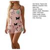 Women's Cami Pajama Sets, 2 Piece Sleeveless Tank Top And Shorts Pjs Sleepwear, Summer Butterfly Print Ruffle Trim Lounge Sets