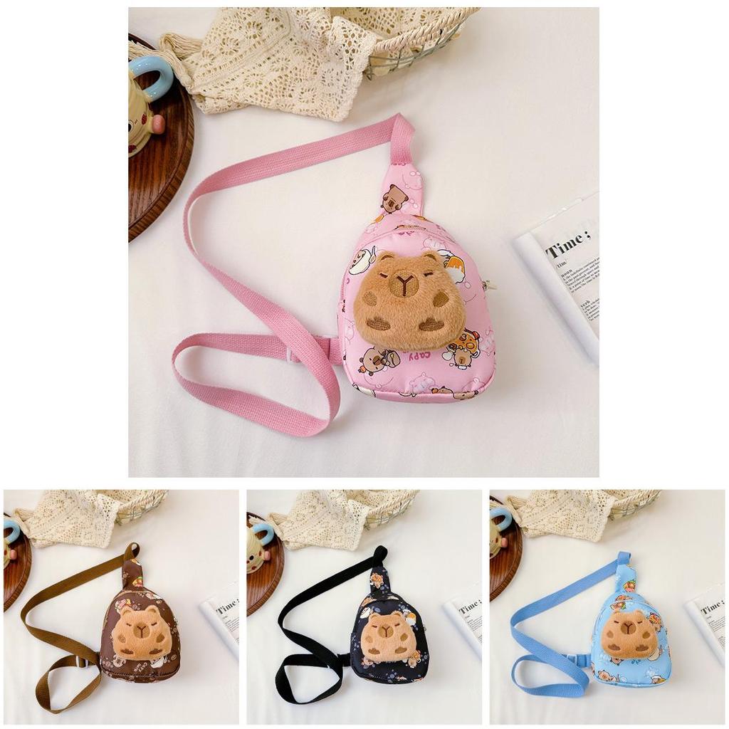 Capybara Printed Plush Shoulder Crossbody Chest Bag Children Leisure Outdoor