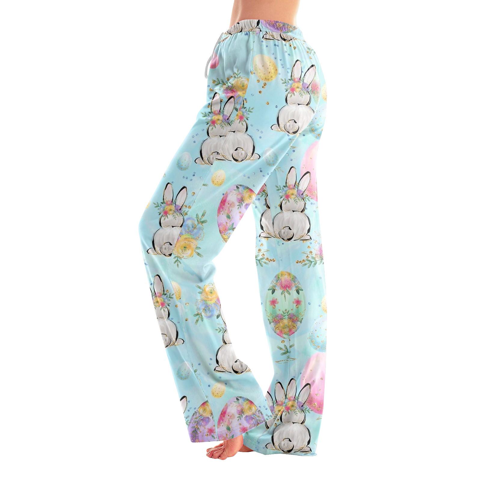 

Жіночі піжамні штани, одяг для сну, повсякденні штани на шнурках, еластичні пояси, зручні прямі вільні штани для йоги L