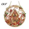 Shining Window Hanging Art Christmas Diamond Ornament, 2D Acrylic Pearl Painting Gift for Friends Family Pattern Suncatcher, Holiday Pendant