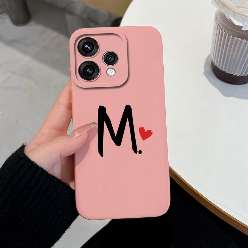 Cute Red Love Heart Letters Pattern Phone Cover For Oppo Reno 15 14 13 12 11 Pro 15F 14F 13F 12F 11F 5G Shockproof Silicone Camera Lens Protector Case