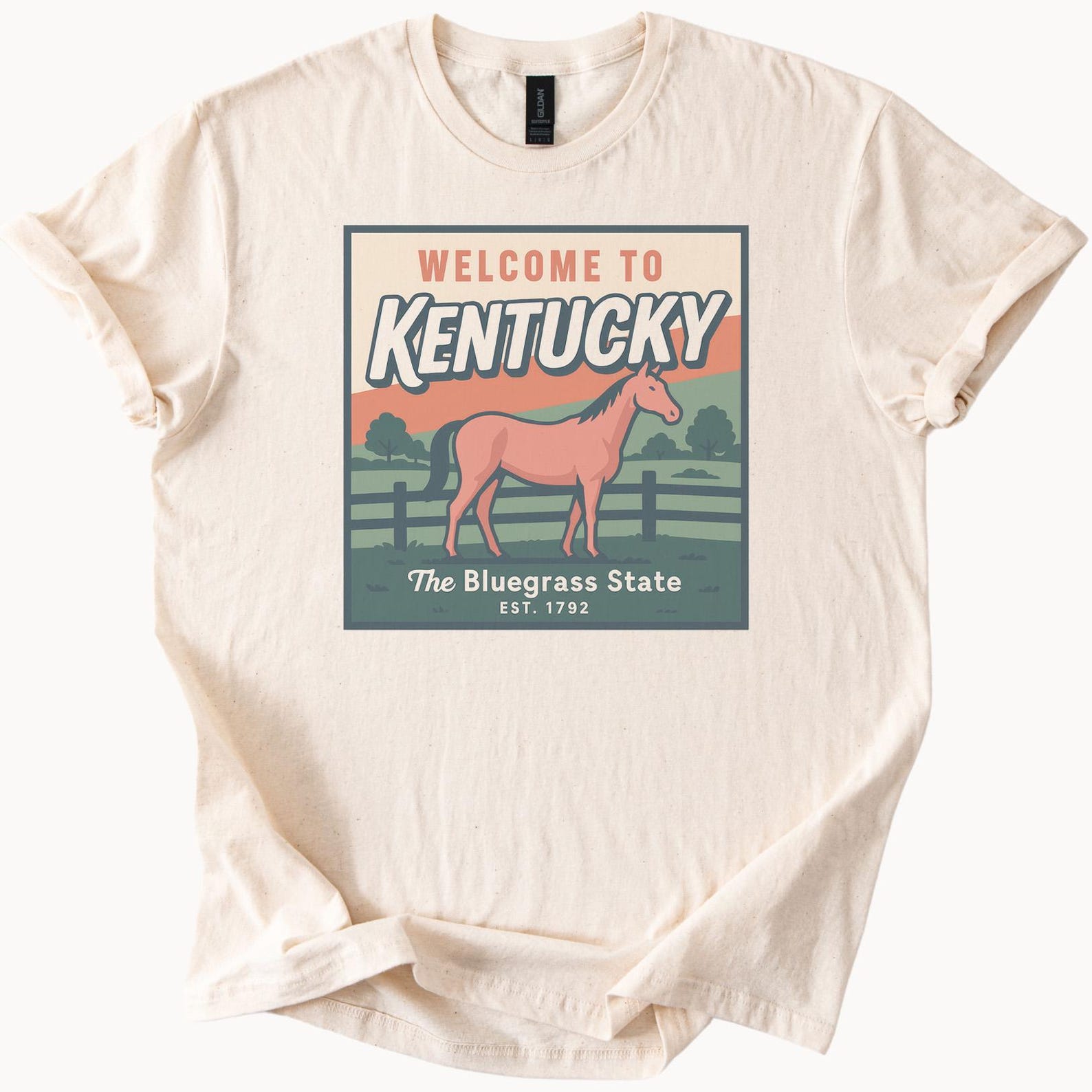 Welcome to Kentucky Graphic T Shirt Bluegrass State Horse Souvenir Est 1792 Retro Kentucky Shirt Country Scenic Gift Idea Tee 150