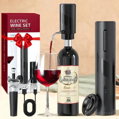 Elektrischer Weinöffner Automatischer Weinbelüfter Ausgießer Wiederaufladbarer Wein-Korkenzieher Folienkapselschneider Öffner Weinliebhaber Küchenwerkzeug Geschenke