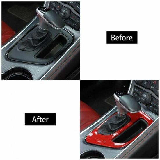Inner Gear Shift Panel Decoration Cover Trim For Dodge Challenger 2015- Red