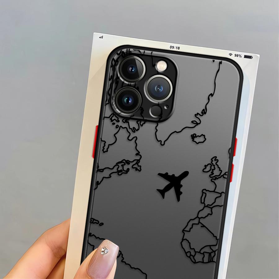Case for iPhone 17 Pro Max 13 Mini Air 7 8 SE XS XR 15 14 11 16 Plus 12 Funda Back Phone Cover Travel Airplane Route