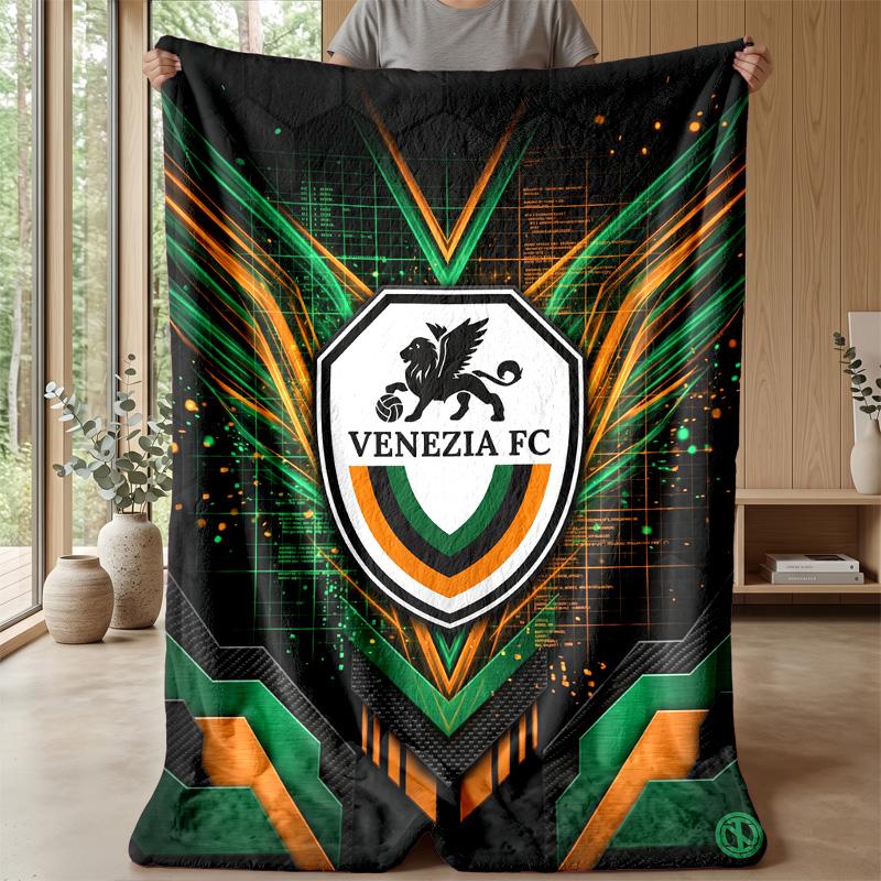 Venezia FC Football Print Flannel Blanket, Soft Warm Lightweight Throw Blanket for Sofa Bed Camping
