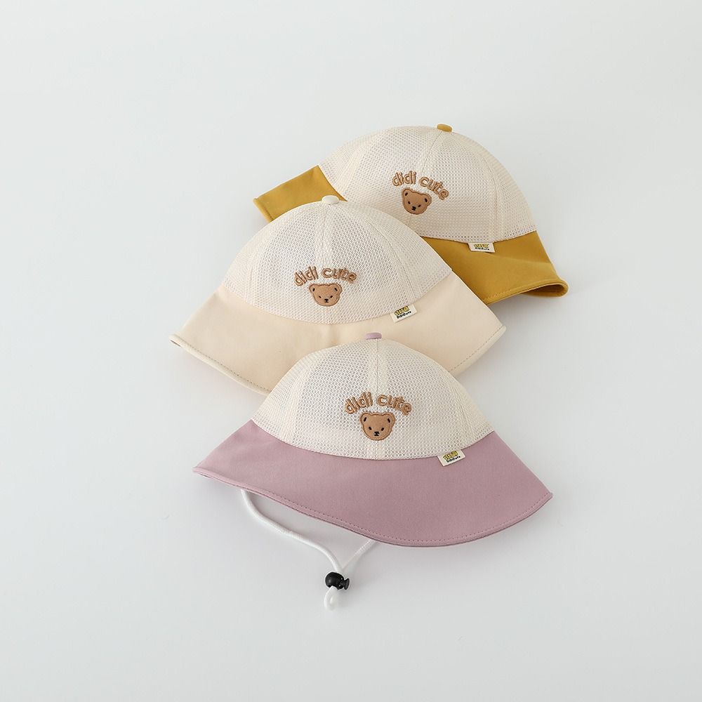 Summer Children Fisherman Cap Breathable Outdoor Sun Hat New Baby Bear Bucket Cap  Boys Girls