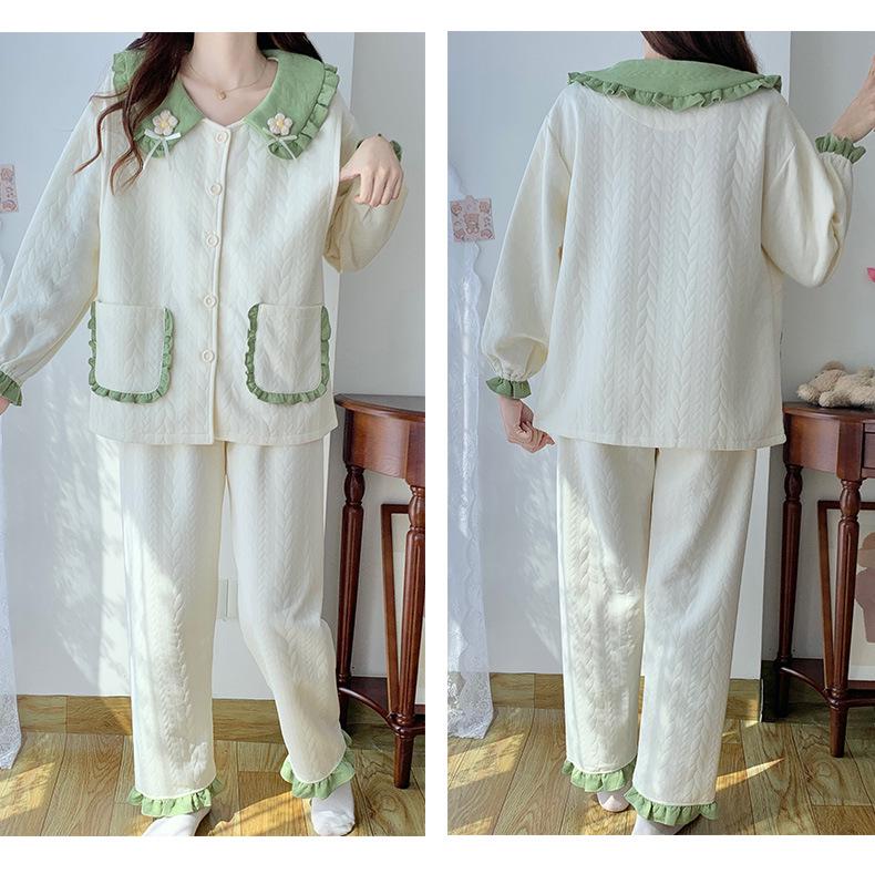 Air Cotton Layered Maternity Pajamas for Autumn/Winter - Breastfeeding & Postpartum Homewear