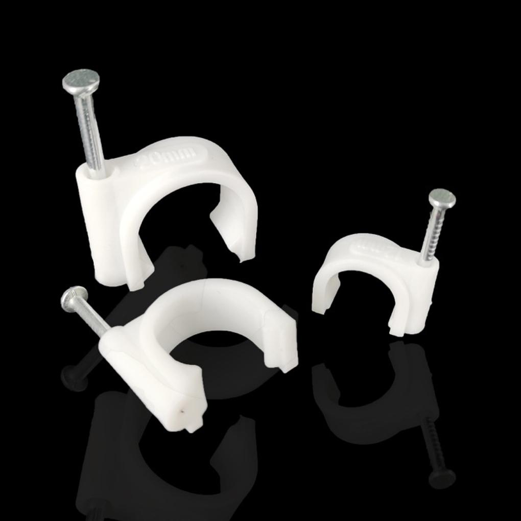 100 Pieces Home Hotel Portable Round Wall Cable Clip with Nail Assortment Living Room Bedroom Cord Holder Accessories