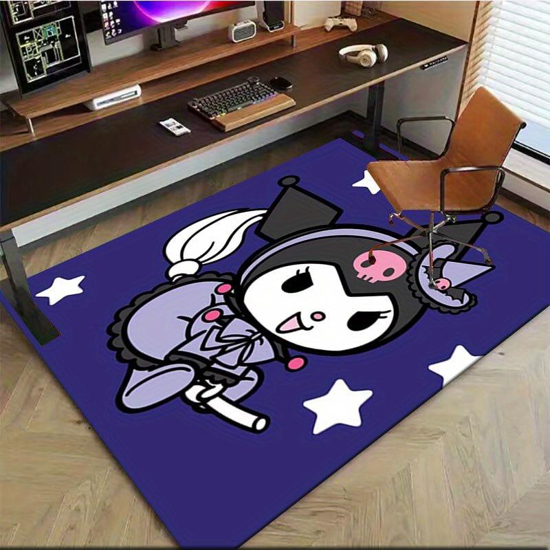 1pc Sanrio Kuromi Mermaid Printed Office Carpet Rectangle Rug Under The Table,Perfect Room Decor for Living Room, Bedroom, Kitchen, Non-slip Floor Mat