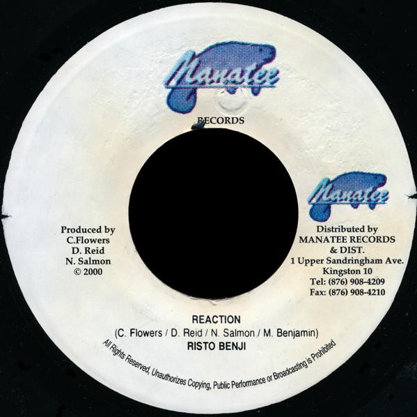 7inch Record RISTO BENJI - Reaction NONE Manatee Records 2000 Jamaica Reggae, Ska & Dub Used
