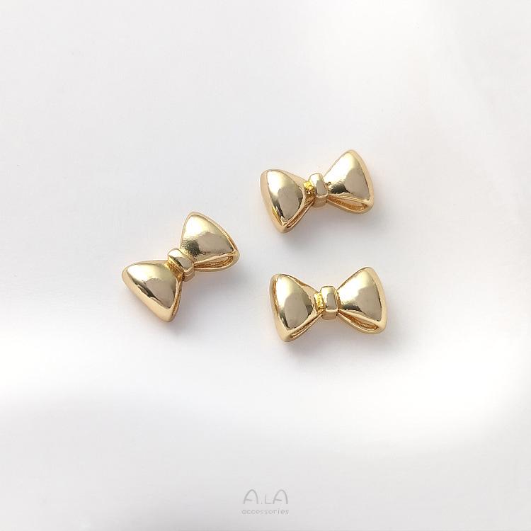 Gold-filled Bow Pearl Bracelet Necklace with Double-row Spacer Beads and Handmade Pendant Clasp