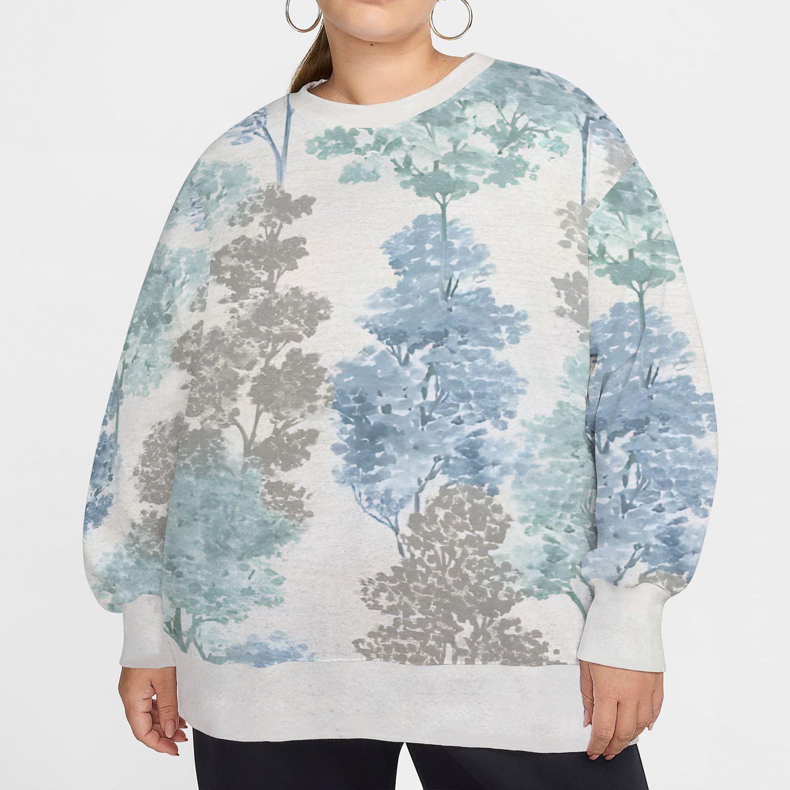 Толстовка с круглым вырезом и цветочным принтом больших размеров — фото 9