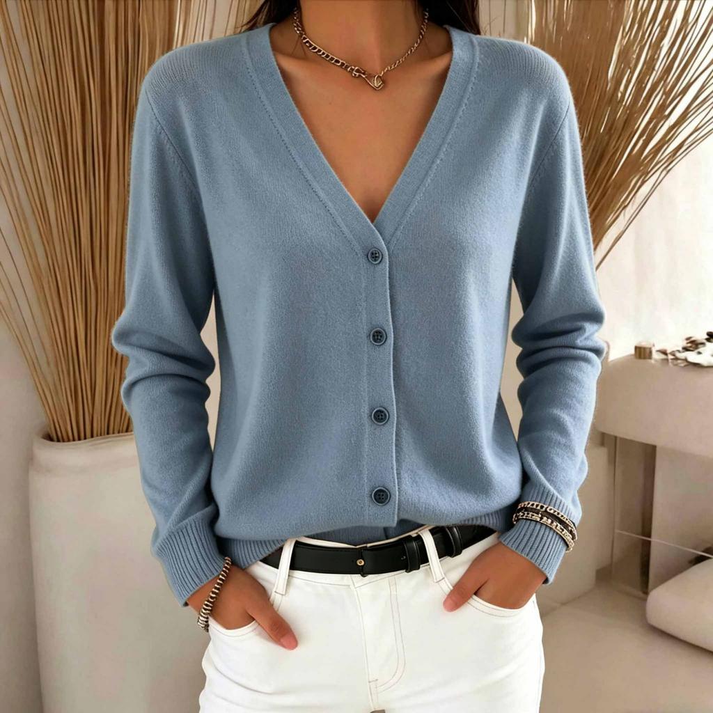 Women's Color Button Front Cardigan Sweater Loose Fit Casual Top