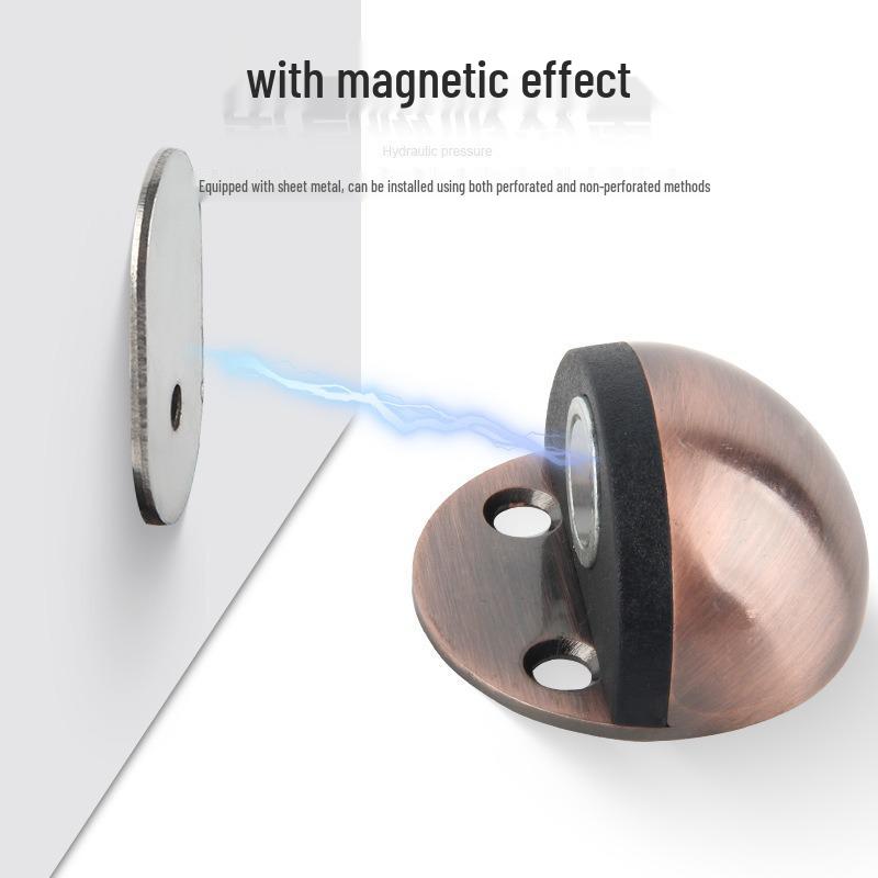 Stainless Steel Magnetic Door Stopper - Punch-Free, Anti-Collision, Rubber Top Limiter