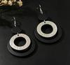 New Creative Round Pattern Spliced Wood Retro Earrings