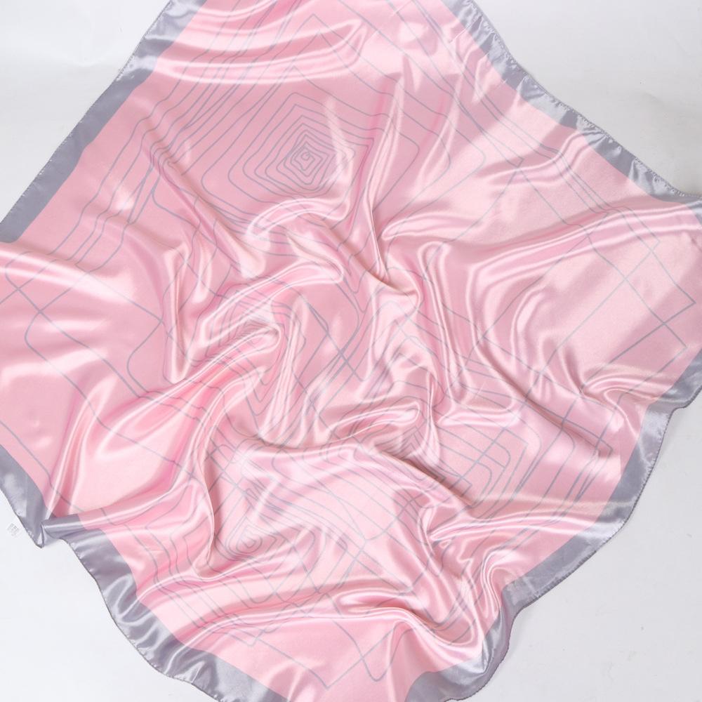 

Высококачественные роскошные шелковые шарфы, повязка на голову, шарфы, шейный шарф для женщин, шелковый шарф с цепочкой, женская декоративная шаль 90*90cm розовый