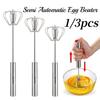 1/3Pcs Semi Automatic Egg Beater Stainless Steel Manual Hand Whisk Mixer Self-Turning Cream Utensils Kitchen Gadgets Egg Tools