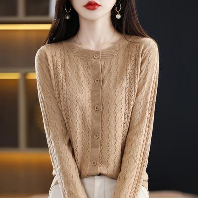 Cardigan Sweater Spring and Autumn Wool Cardigan Women Short Coat Loose Hollow Out Knitted Wool Sweater Cardigan Female Tops